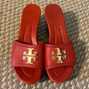 EUC Size 8 Red Tory Burch Wedges